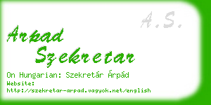 arpad szekretar business card
